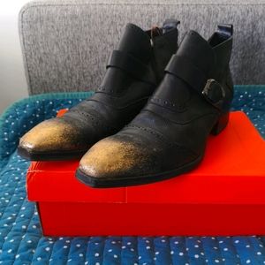 Jo Ghost Black and Gold Western high top Boots